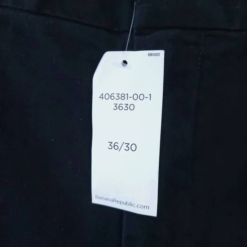 NEW Banana Republic Black Chino Pants 36x30 Flat Front, 100% Cotton, Casual
